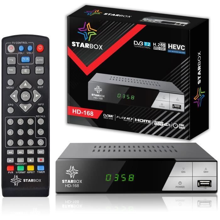 TNT HD decoder - STAR BOX - DVB-T2 - H.265 - Full HD 1080p - USB, HDMI, SCART
