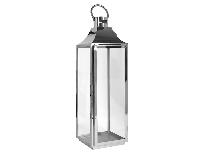 Lampion szklany metalowy 59 cm srebrny