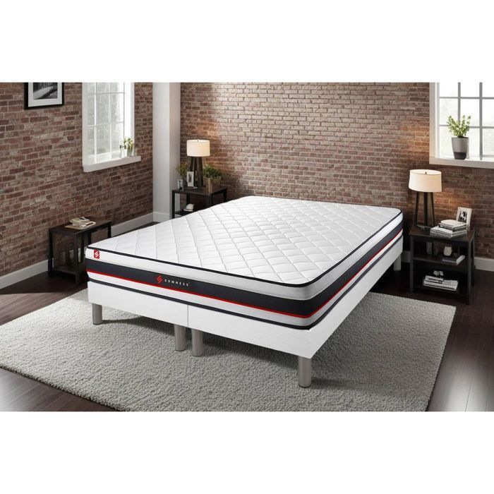 Base de cama doble 80x200 + colchón FORM 160x200 (160 x 200 cm) Blanco