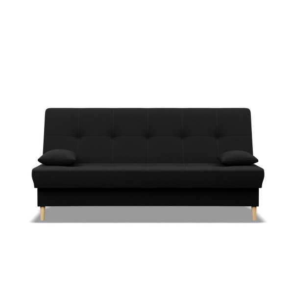 Kanapa sofa wersalka rozkładana sprężyny faliste Czarna