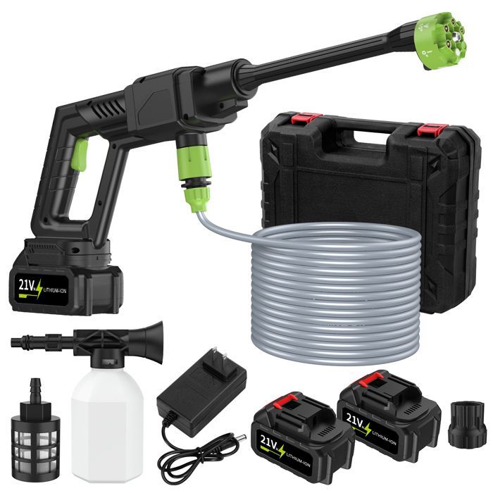 Hidrolimpiadora eléctrica inalámbrica - 500 PSI - Boquillas ajustables 6 en 1 - Funciona con pilas