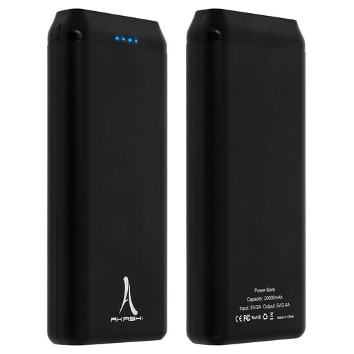  Akashi 20000 mAh avārijas akumulators ar 2 USB portiem + 1 Micro-USB
