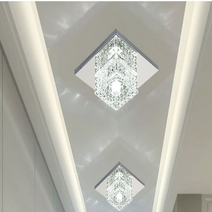 unidad de foco LED de techo de cristal de 5 W, lámpara de araña moderna de cristal, luz blanca, 10 cm