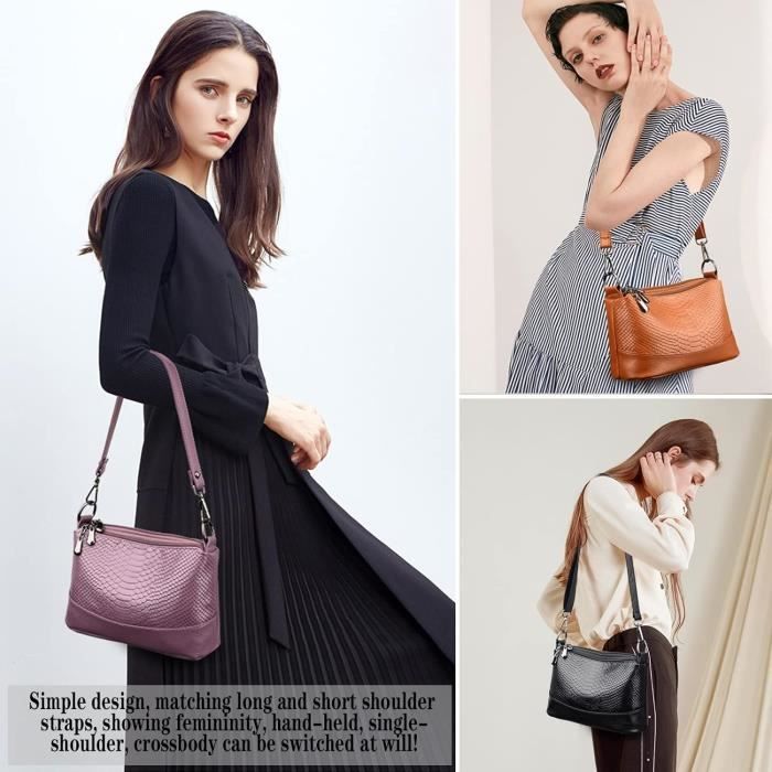 Bolso de hombro para mujer - FONDUPIN - Elegante modelo en piel sintética - Gris - Correa de hombro desmontable y ajustable