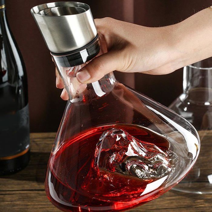 Decantador de vino, decantador de vino de cristal con filtro, regalo para hombres, papá, novio