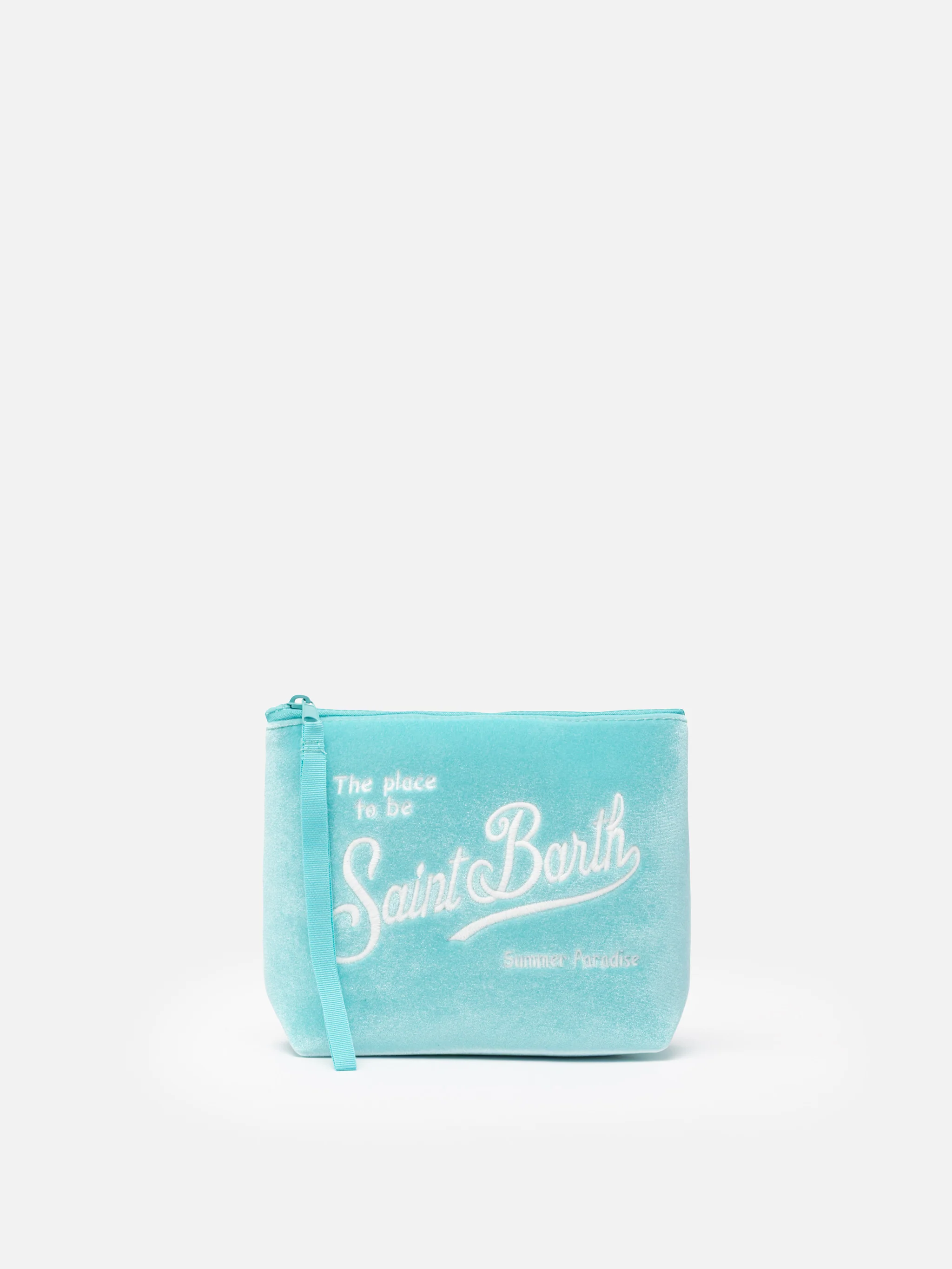 Pochette Aline in velluto verde acqua