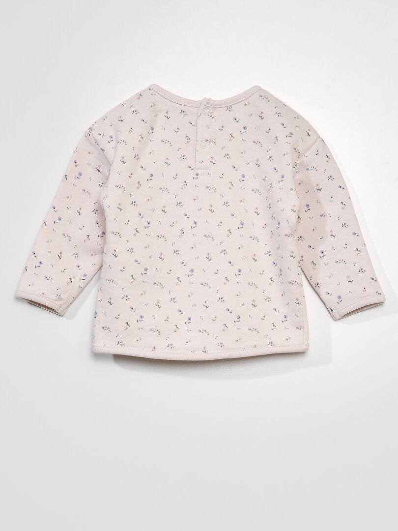 Bedrukte fleece sweater - ROZE