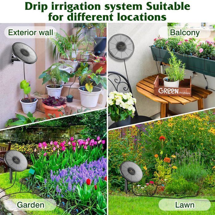 2200mAh Solar Druppelirrigatieset – Automatische timer, 15 druppelaars, voor tuin, balkon en planten