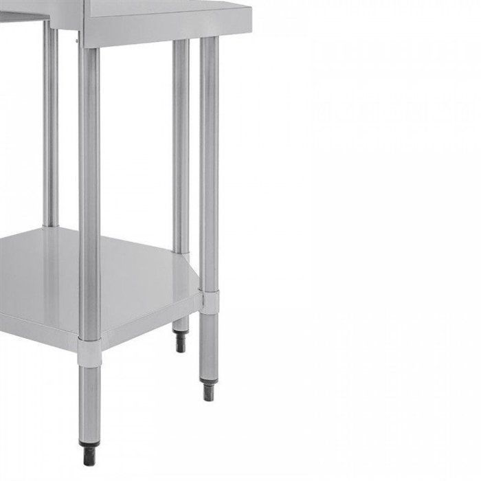 Table inox d'angle (H)960 x (L)800 x (P)600 mm avec dosseret