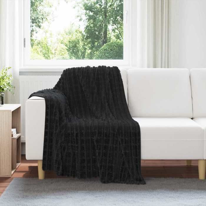 Manta/colcha moderna, suave y lujosa - Máximo confort - Manta negra de 150x130 cm de forro polar @EU567853