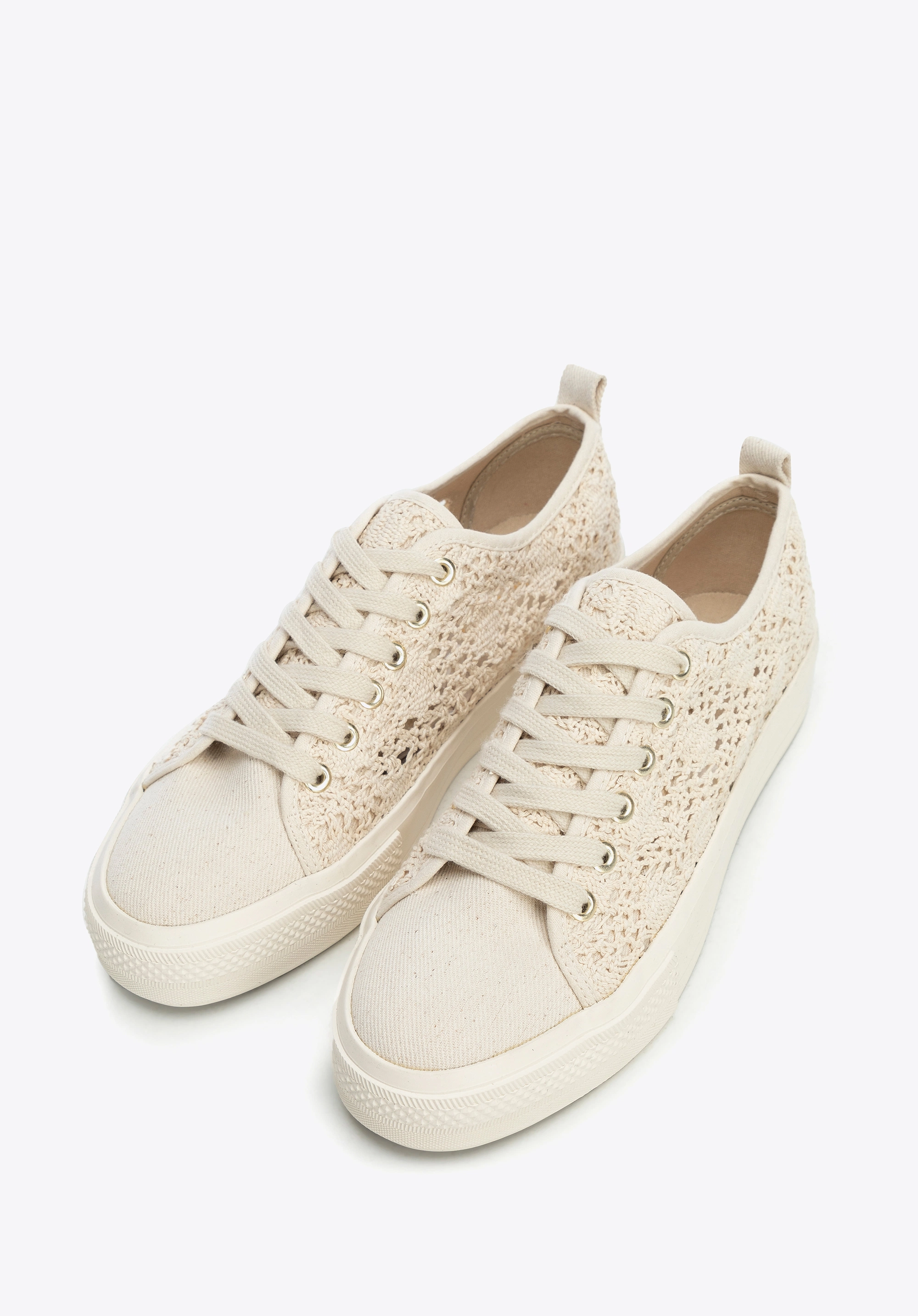 Damskie sneakersy ażurowe beżowe