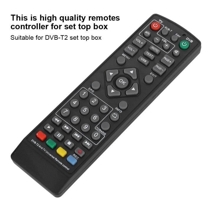 Mando a distancia universal, mando a distancia de repuesto de alta calidad DVB-T2 para decodificadores de televisión digital terrestre.