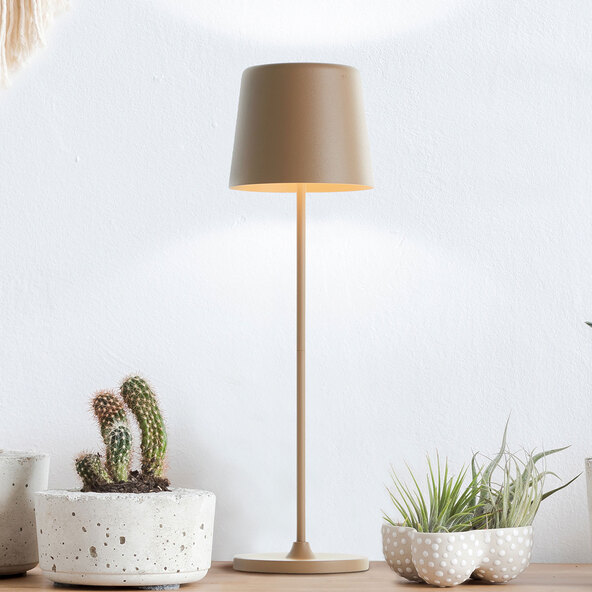 LED-Akku-Tischleuchte Kaami, cappuccino-matt