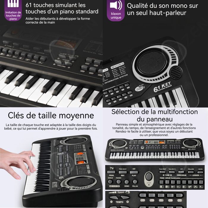 C 61-key electronic organ, multifunctional piano with microphone, children's piano, high-definition sound quality electronic piano