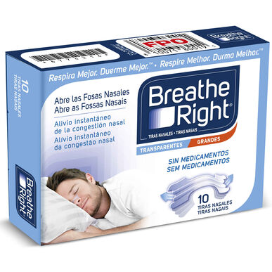 „Breathe Right“ nosies juostelės, skaidrios, 10 vnt. 10 vnt.