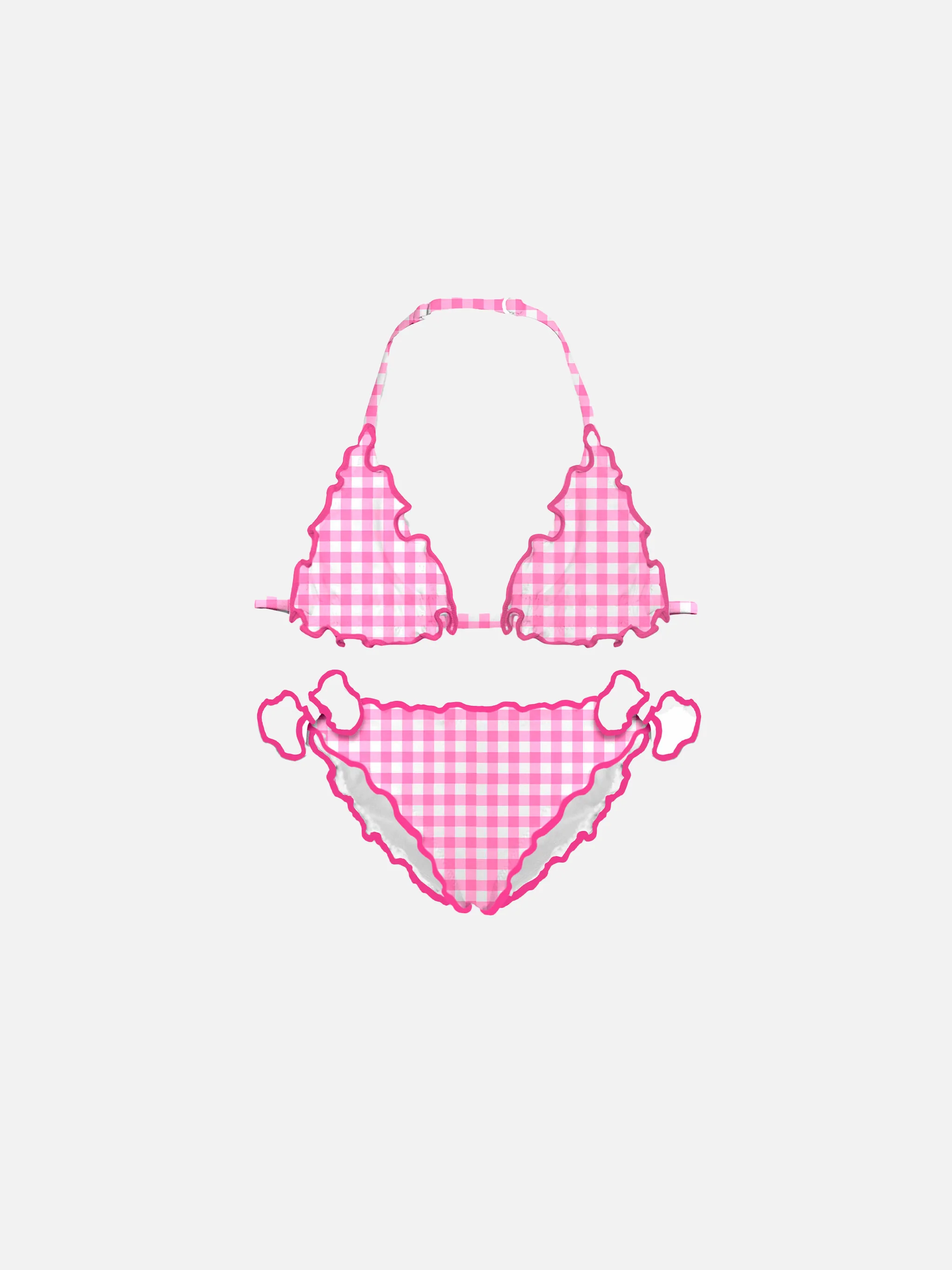 Triangelbikini voor meisjes met ruitjesprint