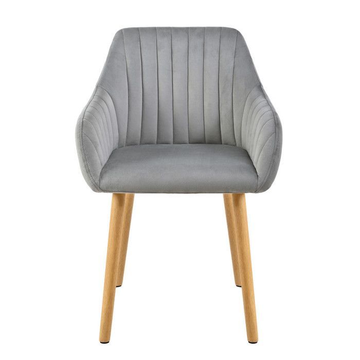 Goeurvant Minimalist Chairs with Comfortable Backrest, Ergonomic Armrests and Solid Wooden Legs - Set of 2 - Light Grey