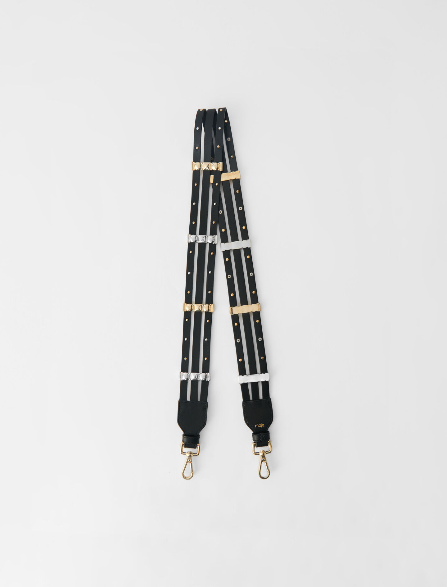 GEANTĂ CROSSBODY DIN PIELE NEAGRĂ CU ȚINTE - Negru