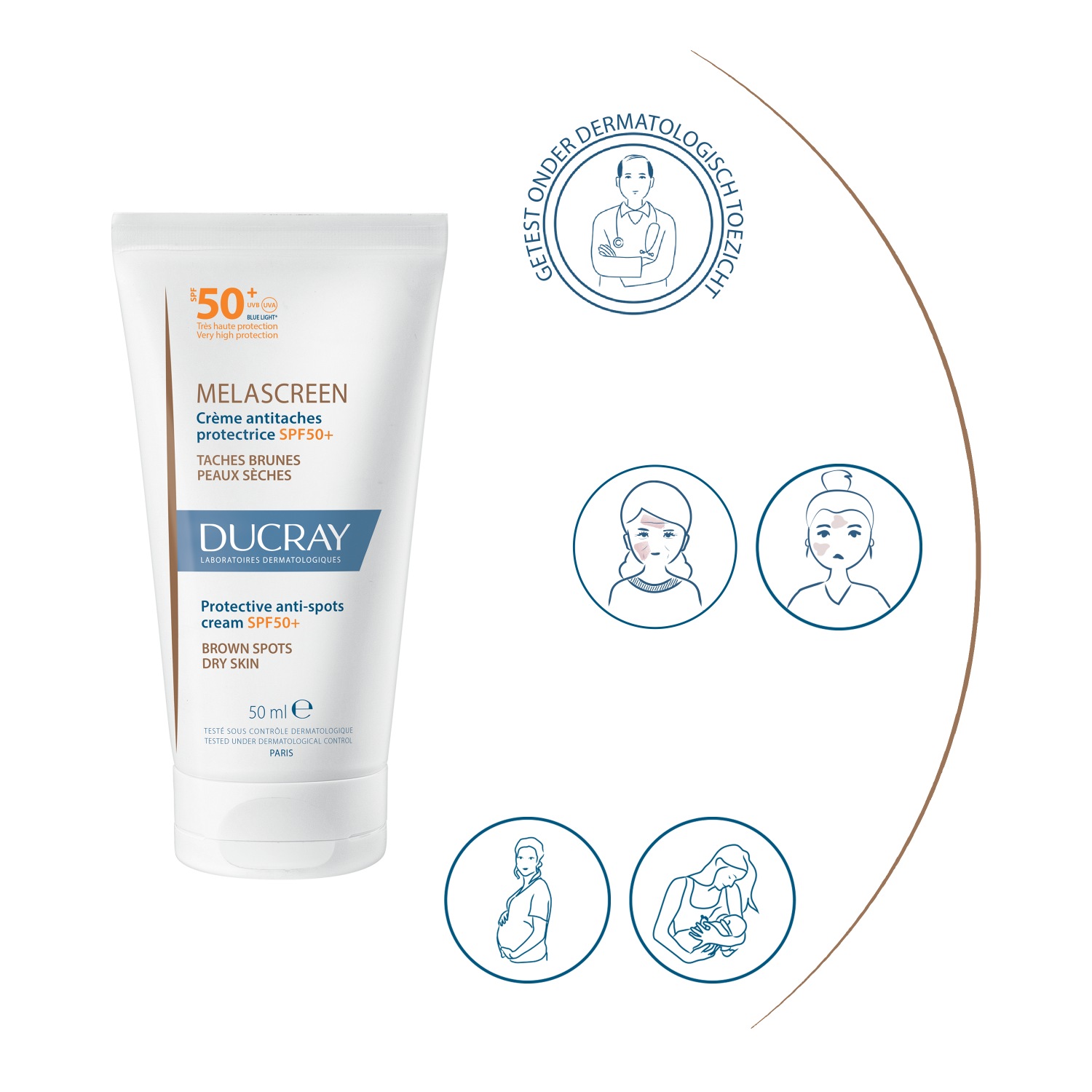 Ducray pigmentfolt-krém MELASCREEN védő pigmentfolt-krém SPF 50+ - 50 ml
