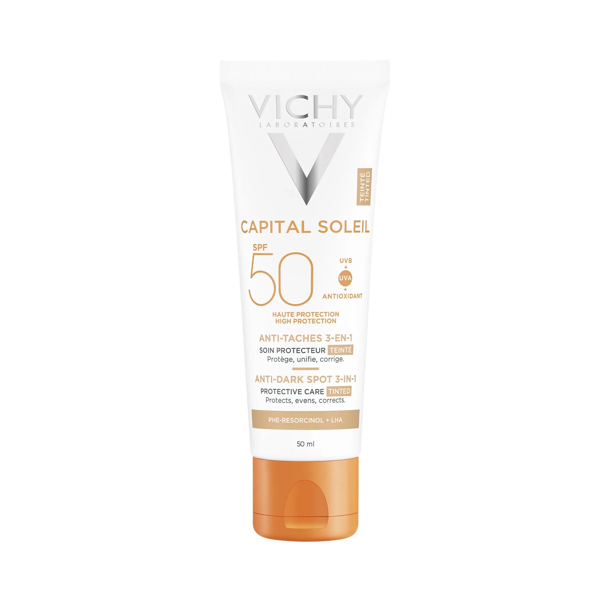 VICHY Vichy Ideal Soleil Crema con color 3 en 1 contra las imperfecciones de la piel Protección facial SPF 50+ 50 ml