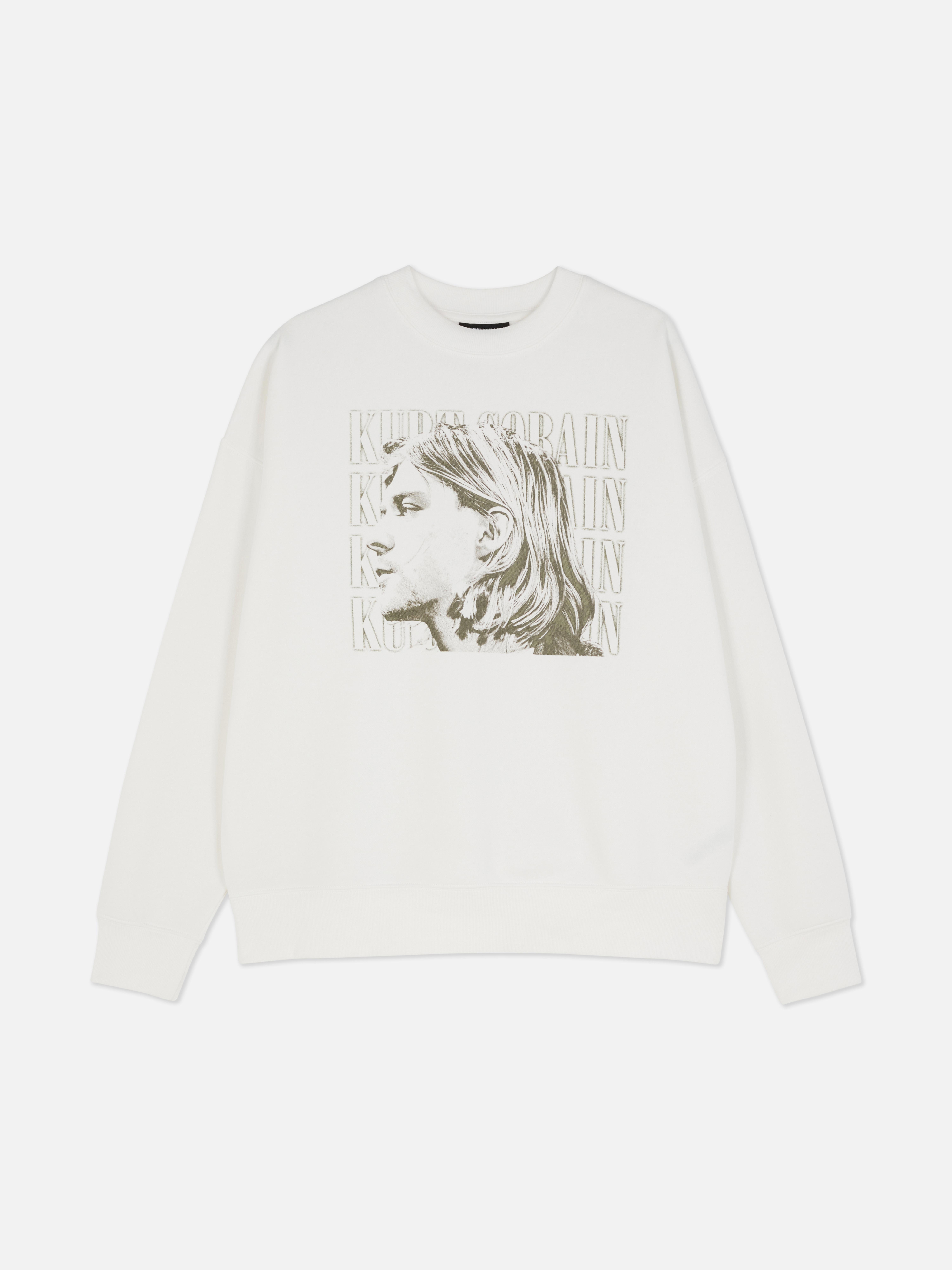 Hanorac cu imprimeu Kurt Cobain. Acest hanorac cu guler rotund Kurt Cobain aduce la viață era grunge.