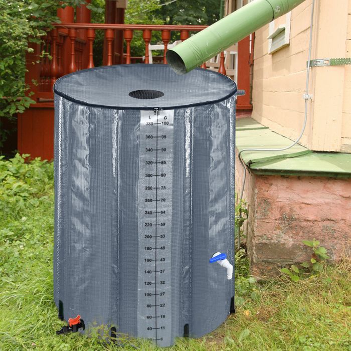 Depósito de agua plegable - Aufun - Barril de lluvia de 700 L - Gris - Resistente al agua y al polvo