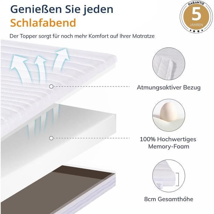 Cubrecolchón - EGO HOME - 140 x 200 cm - Espuma viscoelástica - 8 cm de grosor