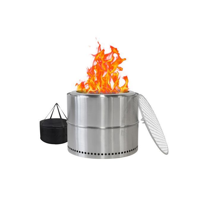 Brasero portátil para exteriores con cenicero, estufa de leña y barbacoa, fabricado en acero inoxidable.