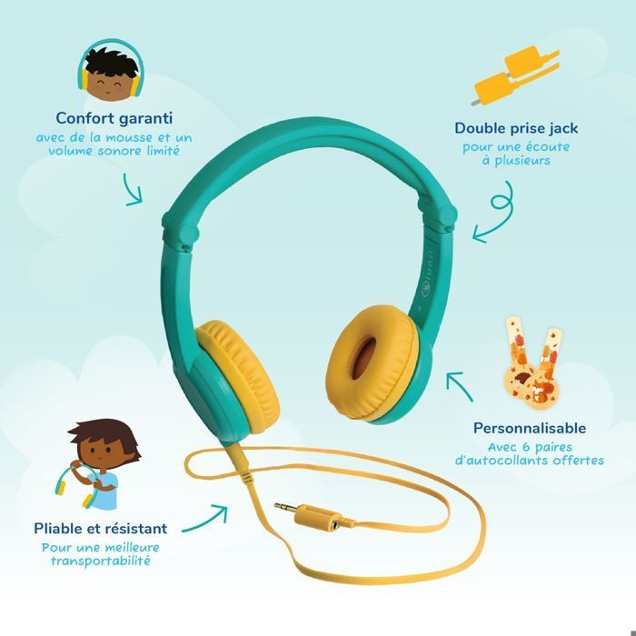 Cuffie - LUNII - Octave - Verdi - Compatibili con My Story Factory - Per bambini dai 3 agli 8 anni