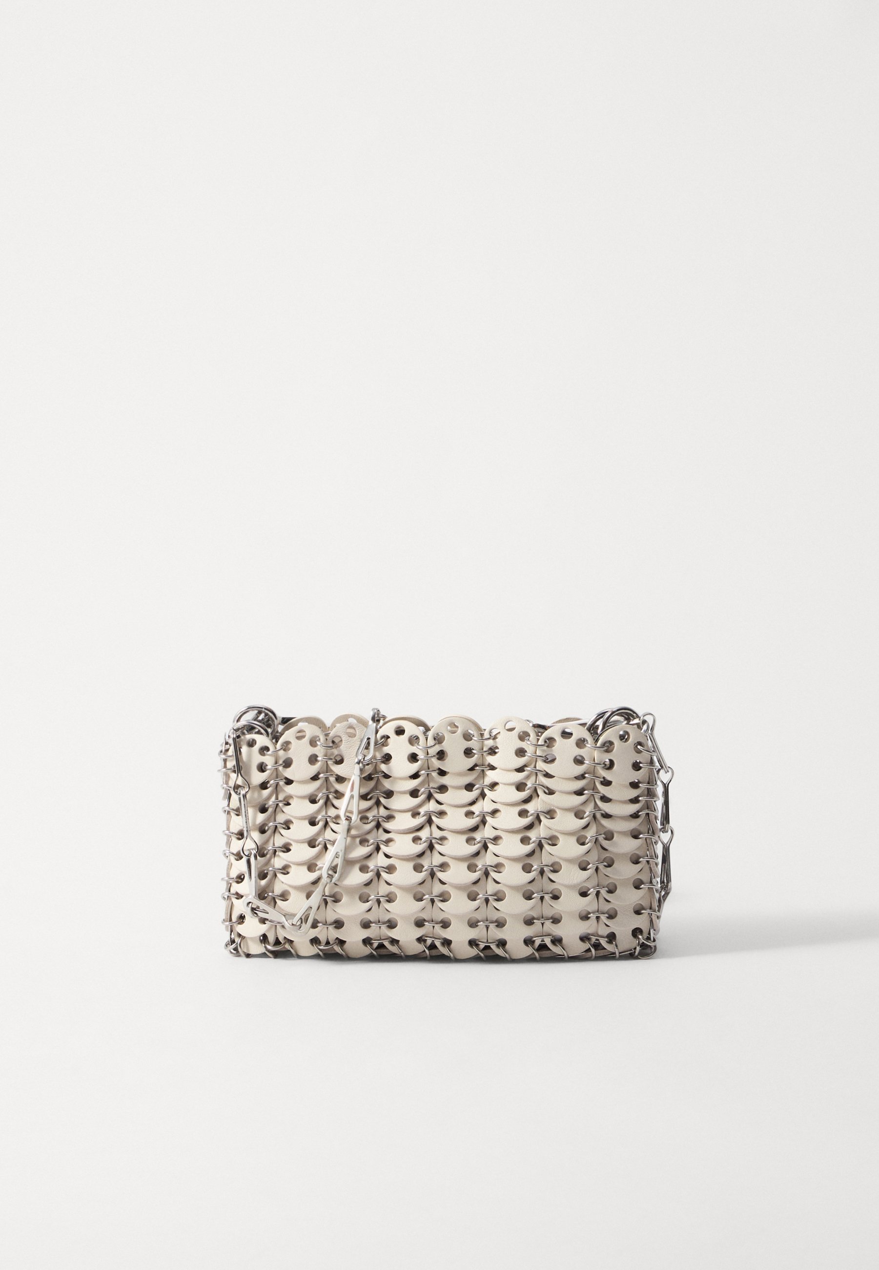 Rabanne tas - handtas - crème/zilver