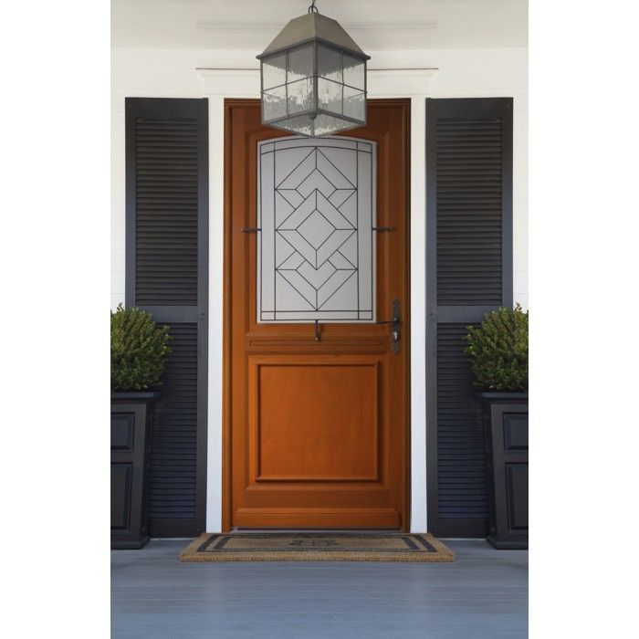 Puerta de entrada acristalada de madera Elma, 215 cm de alto x 90 cm de ancho, lado izquierdo