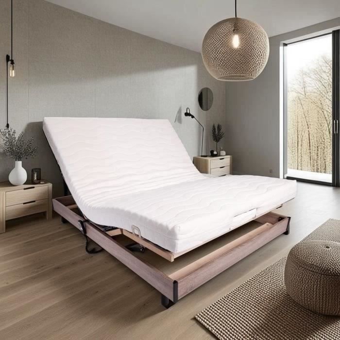 Set relax: materasso + base letto elettrica 140x190 - Schiuma - Rigido - TALCA Made in France