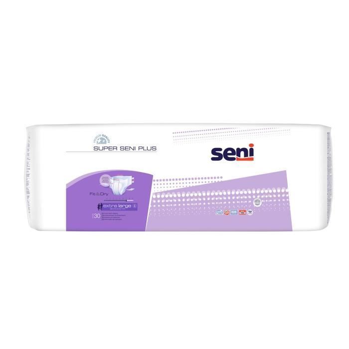 Changes complets pour fuites urinaires SENI Super Plus - Taille XL - Incontinence forte - Lot de 30