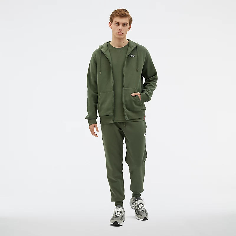 NB Kapuzenpullover mit kleinem Logo und Reißverschluss für Herren – DÜSTES OLIVGRÜN