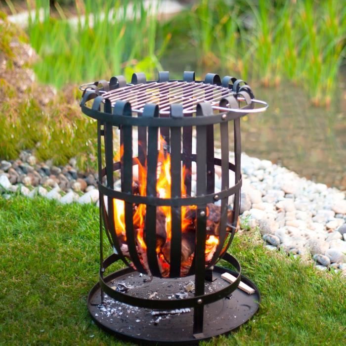 Kekai Dana 2-in-1 buitenhaard/barbecue van ijzer, 40x56 cm | Asopvangbak | Pokéstok