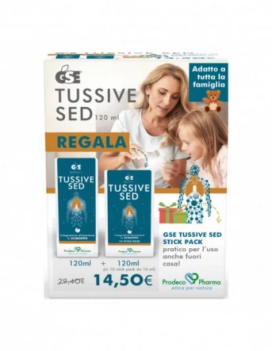 GSE Tussive Sed bevat 1 fles van 120 ml + 12 zakjes van 10 ml