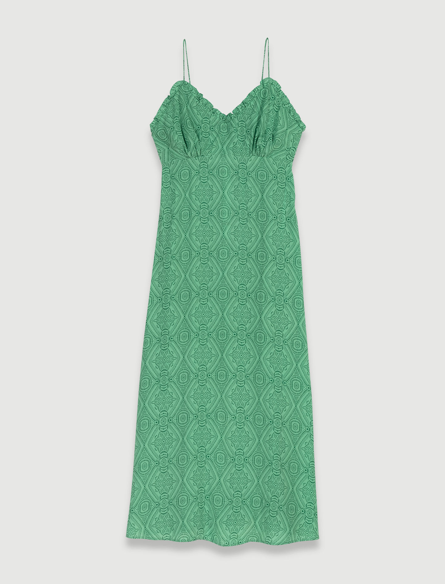 Rochie maxi fără bretele - Verde etnic