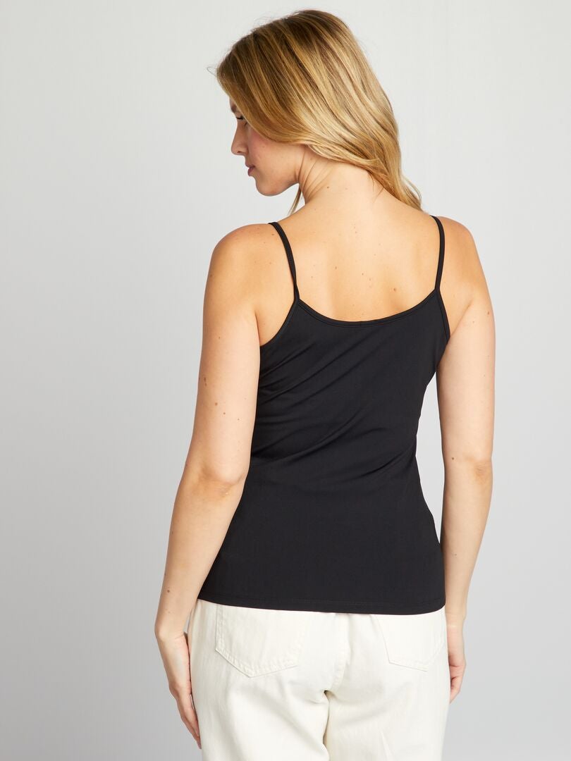 Tanktop met spaghettibandjes - Zwart
