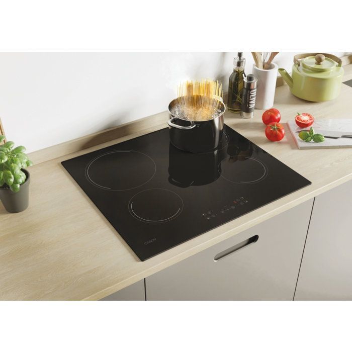 Placa vitrocerámica CANDY CH64CCB - 4 quemadores - 59 cm de ancho - Negra