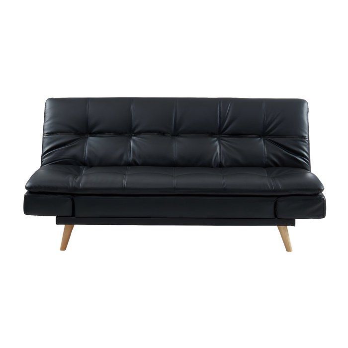 Divano letto a 3 posti ZARINA con meccanismo click-clack in similpelle - Nero