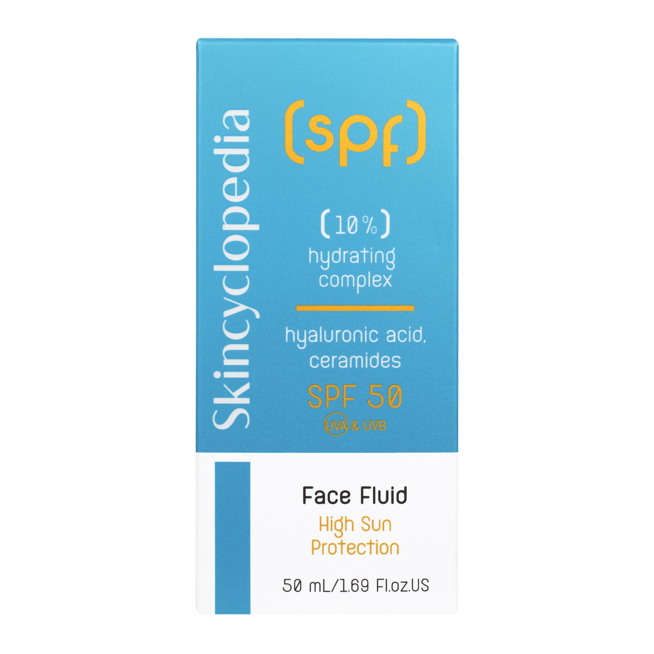 Drėkinamasis kompleksinis hialurono rūgšties veido fluidas su SPF 50 Veido apsauga