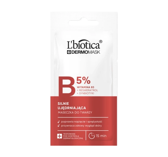 L'Biotica Dermomask silnie ujędrniająca maseczka do twarzy z witaminą B3 8 ml