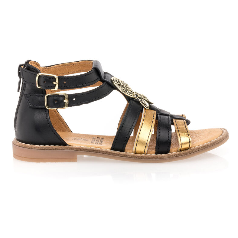  Sandalias negras para niñas / Zapatos de punta abierta