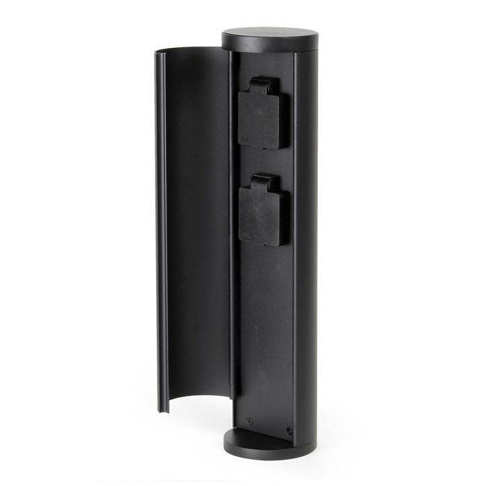 Wiltec Borne de jardin avec 2 Prises de courant – pour l’extérieur – en Aluminium – IP44 – Éclairage d’extérieur Pilier Potelet exté