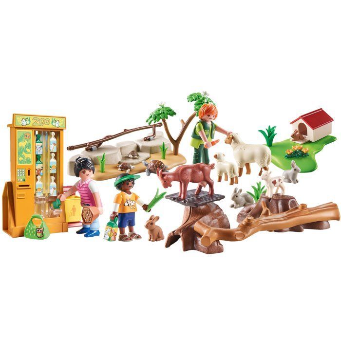 PLAYMOBIL 72007 Alla scoperta degli animali nella fattoria e nello zoo, 63 pezzi, età 4+
