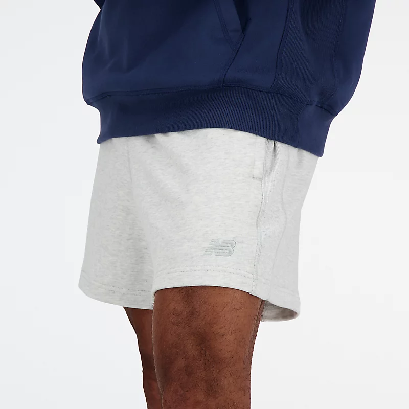 Heren sportshorts van badstof met een taille van 5 inch - ASH HEATHER