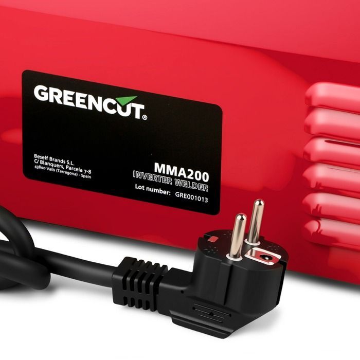 Soldadora inversora de CC – GREENCUT MMA200 – Potencia de 25 a 200 A – Tecnología IGBT – Electrodos de 2,5 a 3,2 mm (máx. 4,0) – Portátil
