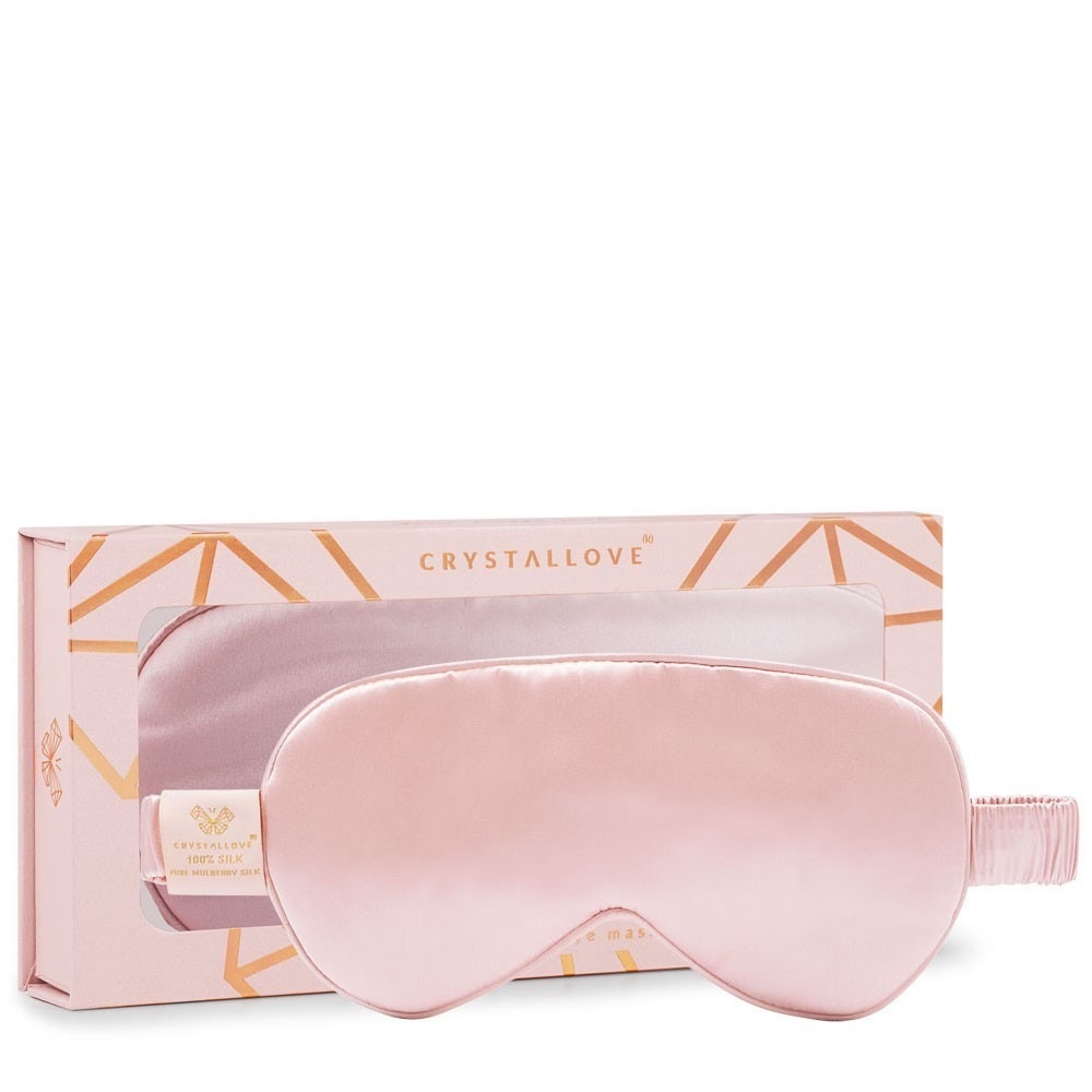 Hodvábna očná maska Crystallove – ružová – 1 kus