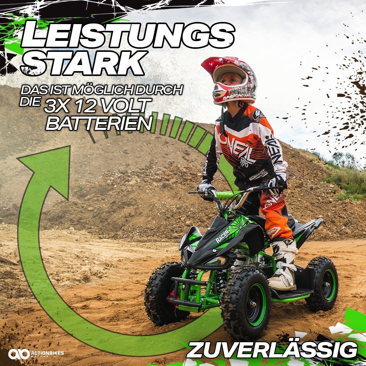 Actionbikes Motors Electric lasten mönkijä Mini lasten sähkömönkijä 1000 W 36 V, kantavuus 50 kg, (1 kpl), jopa 50 kg - levyjarrut - Safety Touch System -jalkakytkin