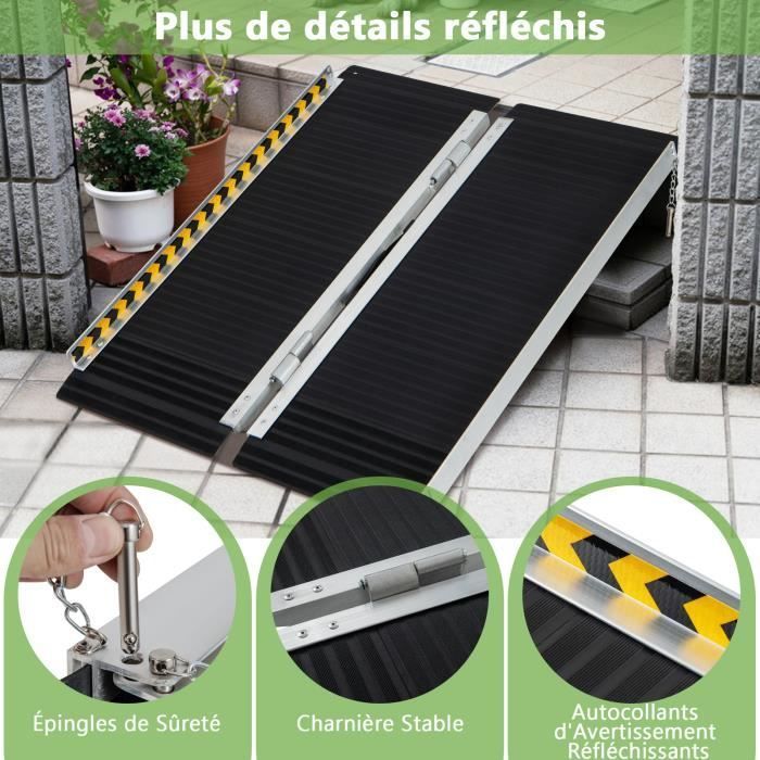 Rampa de carga - COSTWAY - Aluminio - Capacidad 272 kg - 91 x 74 x 5,5 cm